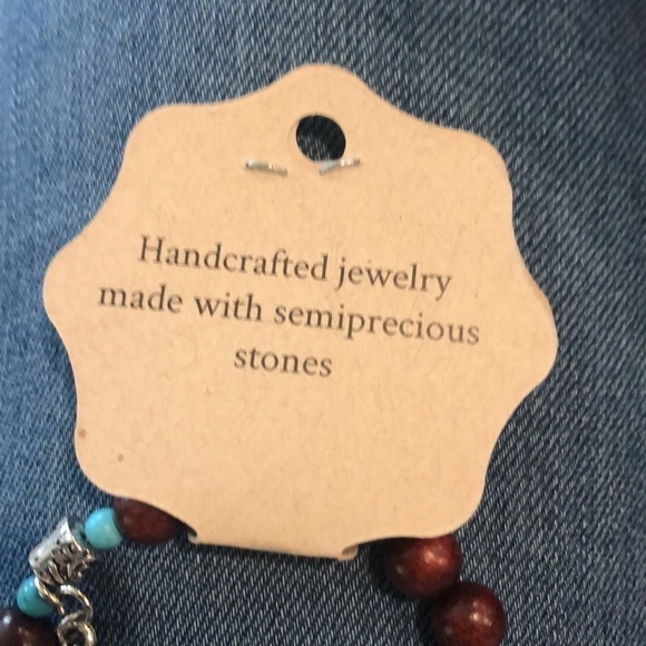 Turtles Turquoise and wood beads handmade charm bracelet S/M - Picture 7 of 7